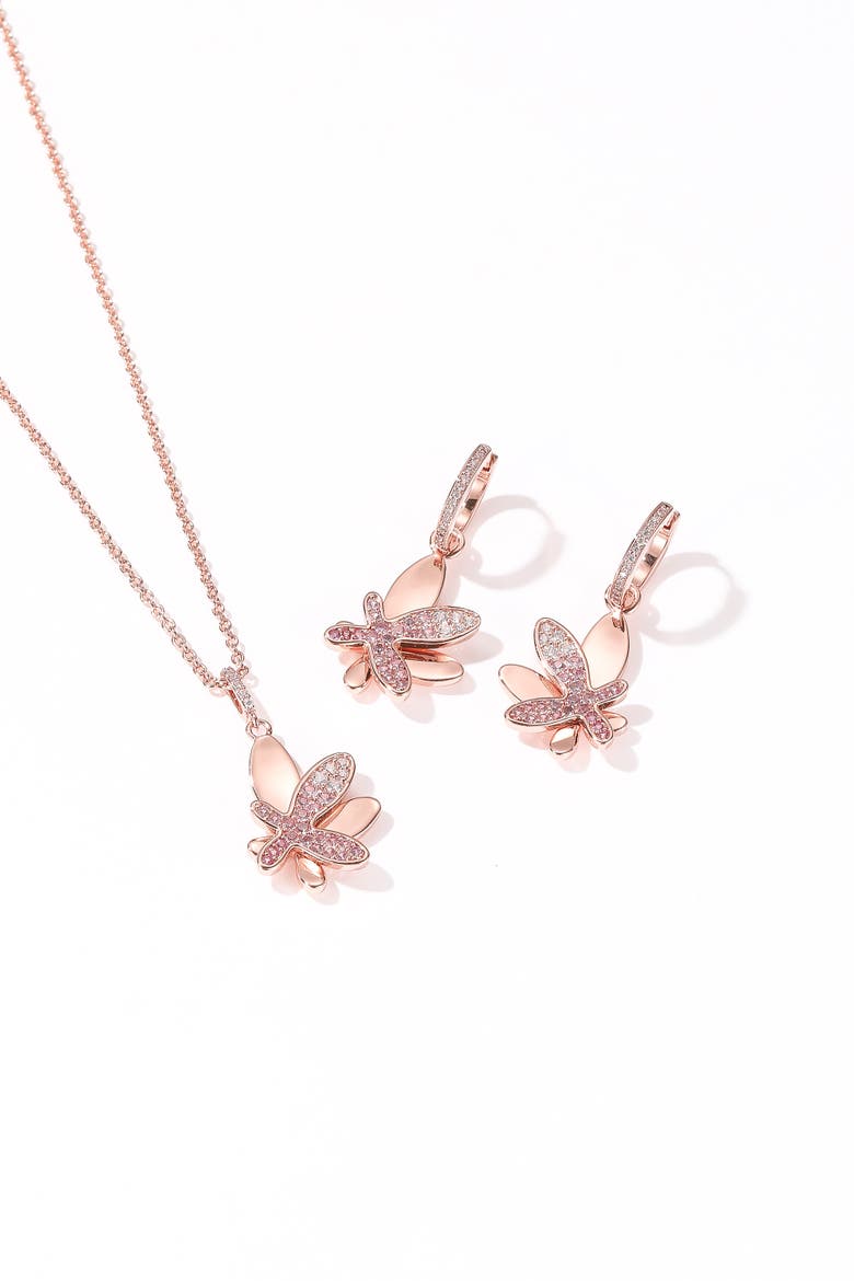 Pavé Butterfly Pendant Necklace, Alternate, color, Rose Gold/Pink