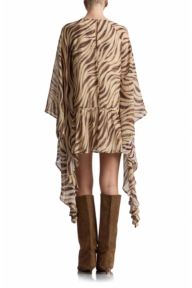 Ruffle Long Sleeve Minidress, Alternate, color, AUTUMN ZEBRA