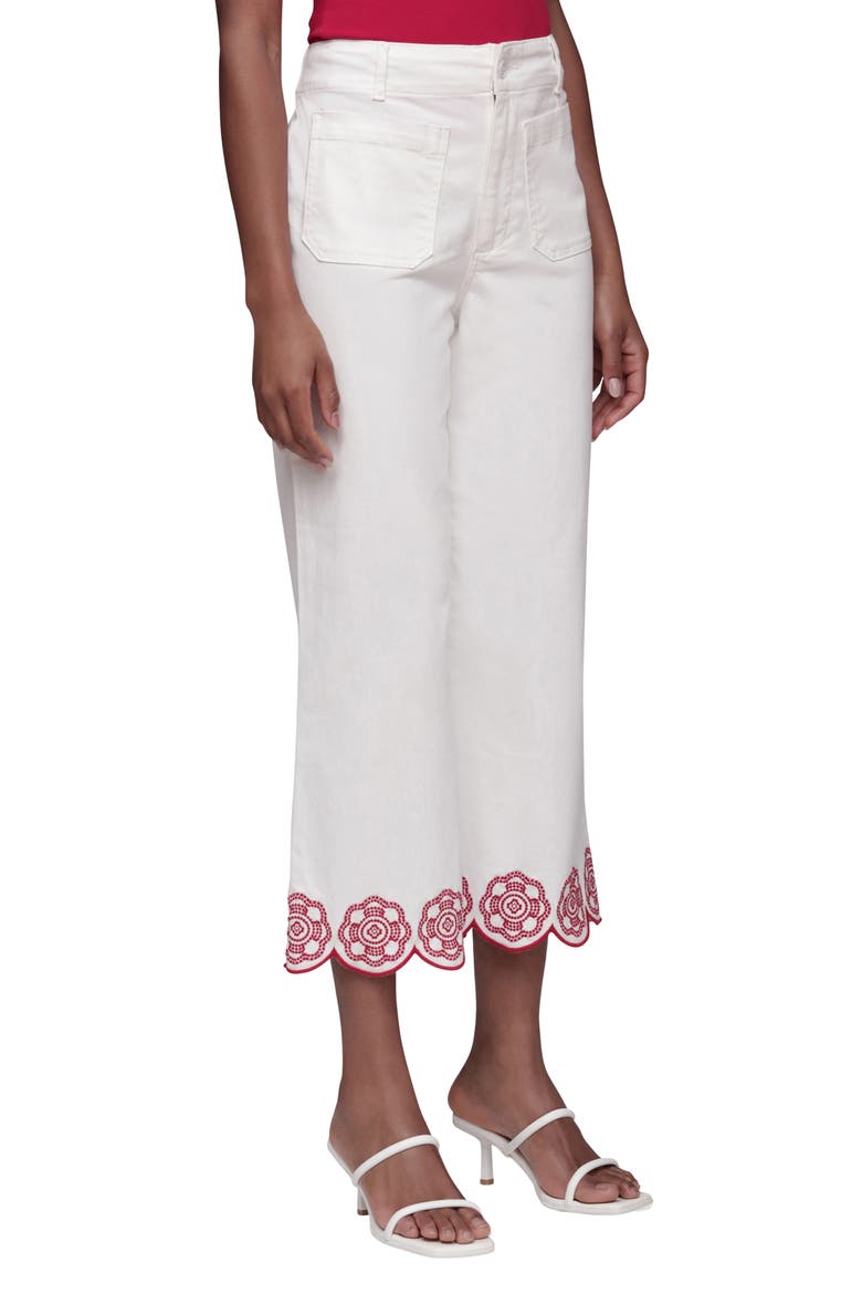 Wide Leg Crop Embroidered Pants, Alternate, color, BONE/ RED