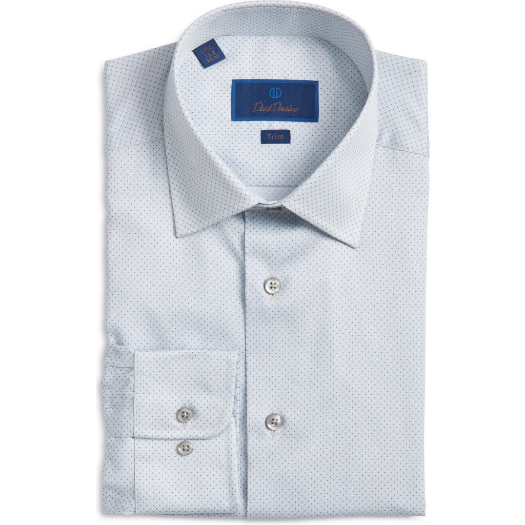David Donahue Trim Fit Geo Print Cotton Dress Shirt In Blue