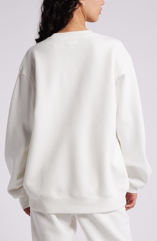 Bp. Fleece Detail Oversize Crewneck Sweatshirt In White