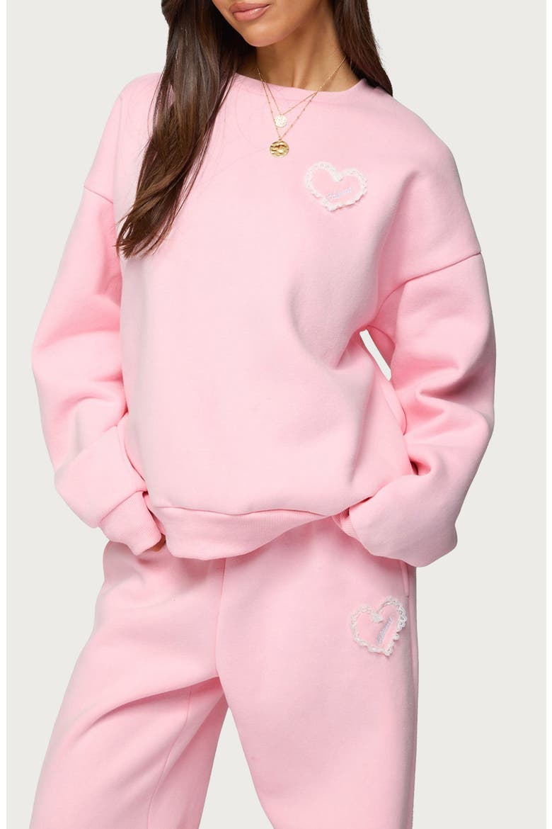 Love Logo Oversized Sweatshirt, Main, color, LIGHT-PINK