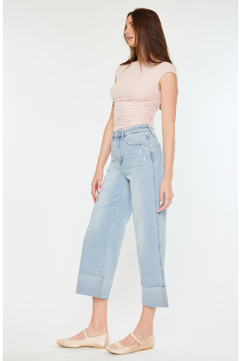 Sully 90's Cropped Wide Leg Jeans, Alternate, color, Light Wash