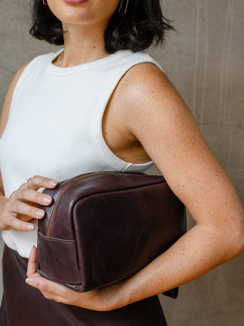 Able Avery Dopp Kit In Chocolate Brown