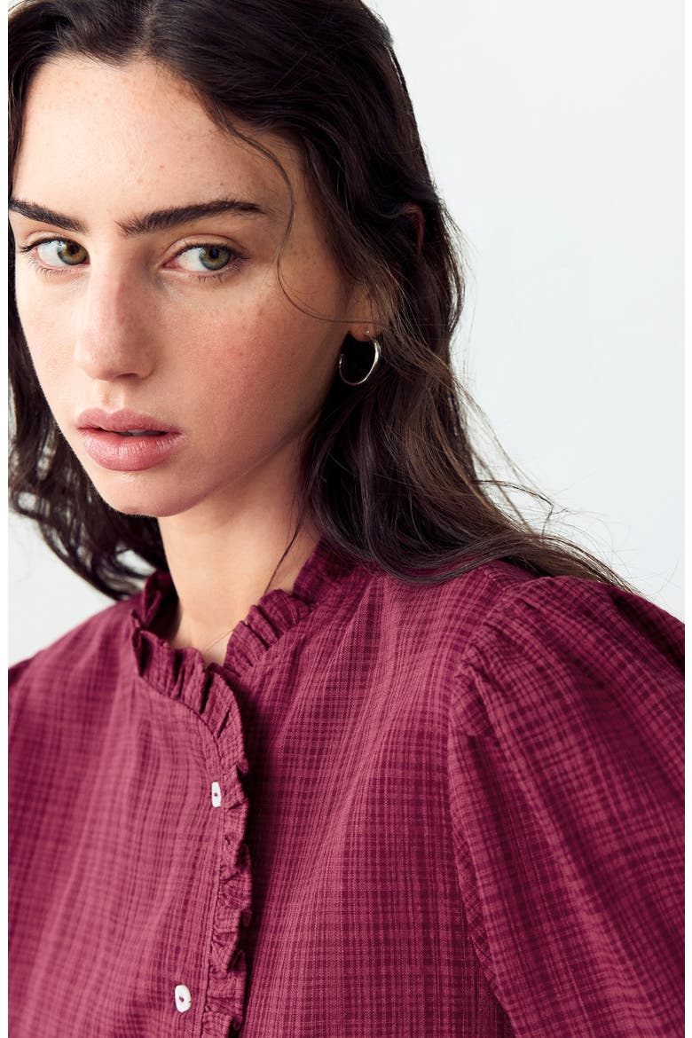 Ruffle Wrap Top, Alternate, color, BURGUNDY