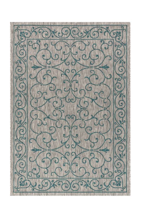 Charleston Vintage Filigree Textured Weave Indoor/Outdoor Area Rug
