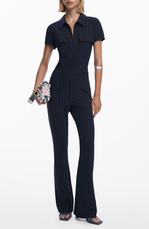 Pinstripe Bootcut Jumpsuit