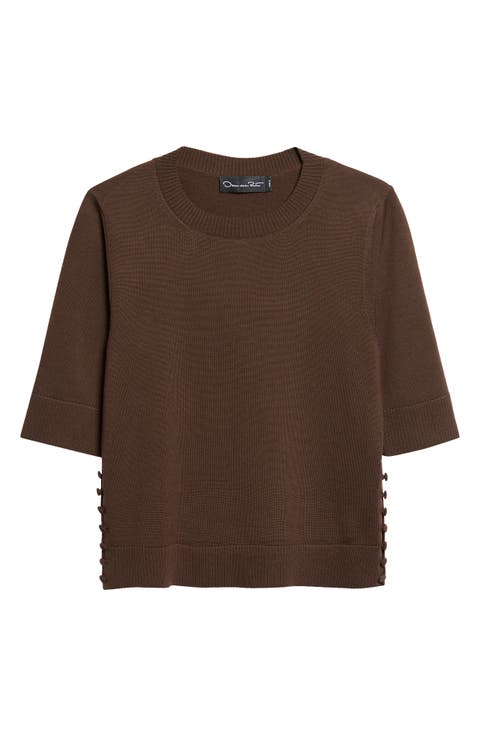 Button Slit Virgin Wool Sweater