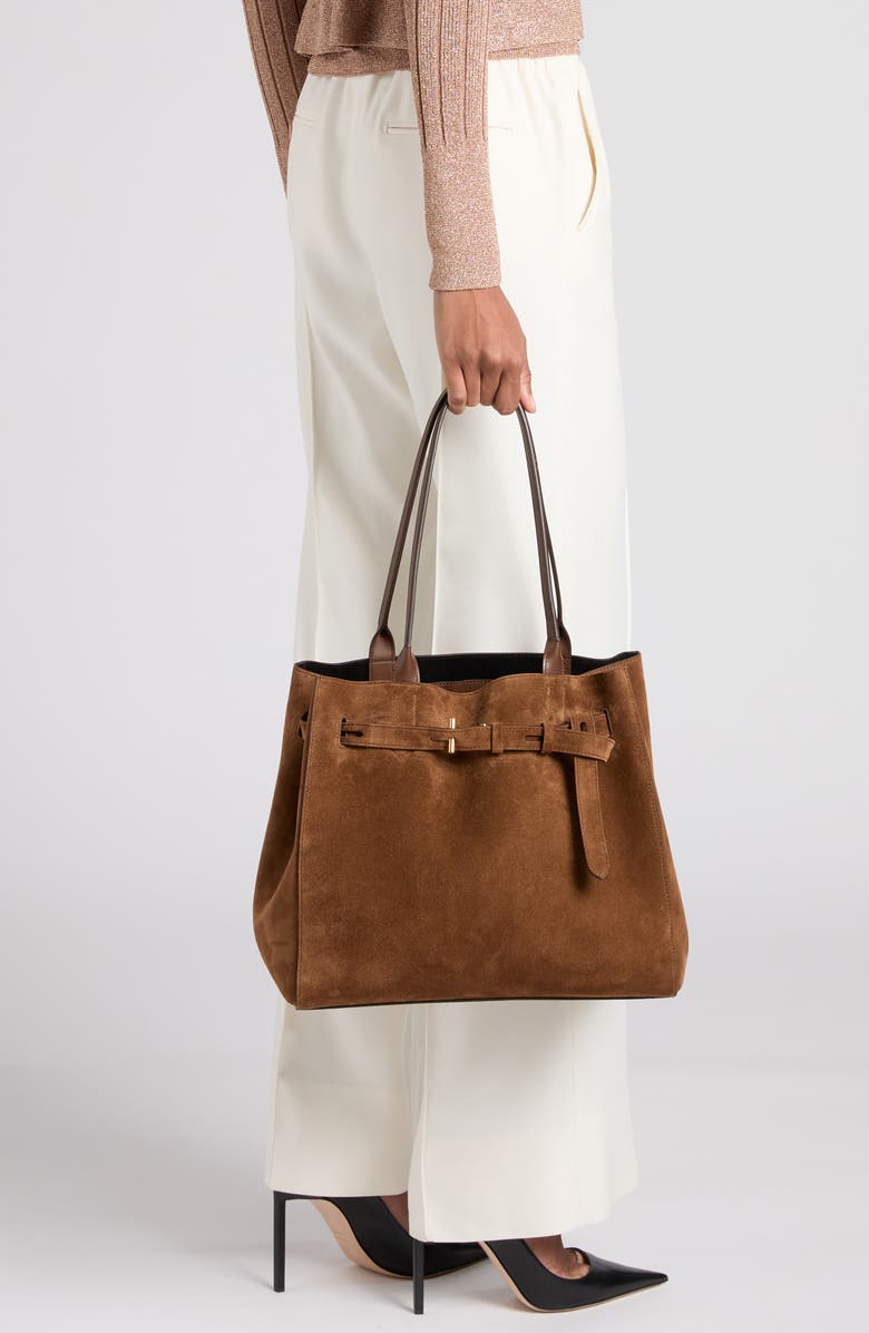 TOM FORD Medium Audrey Suede Tote, Alternate, color, 1B033 Whisky