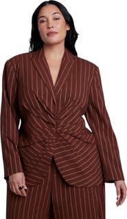 ELOQUII Cinched Waist Striped Blazer (plus)