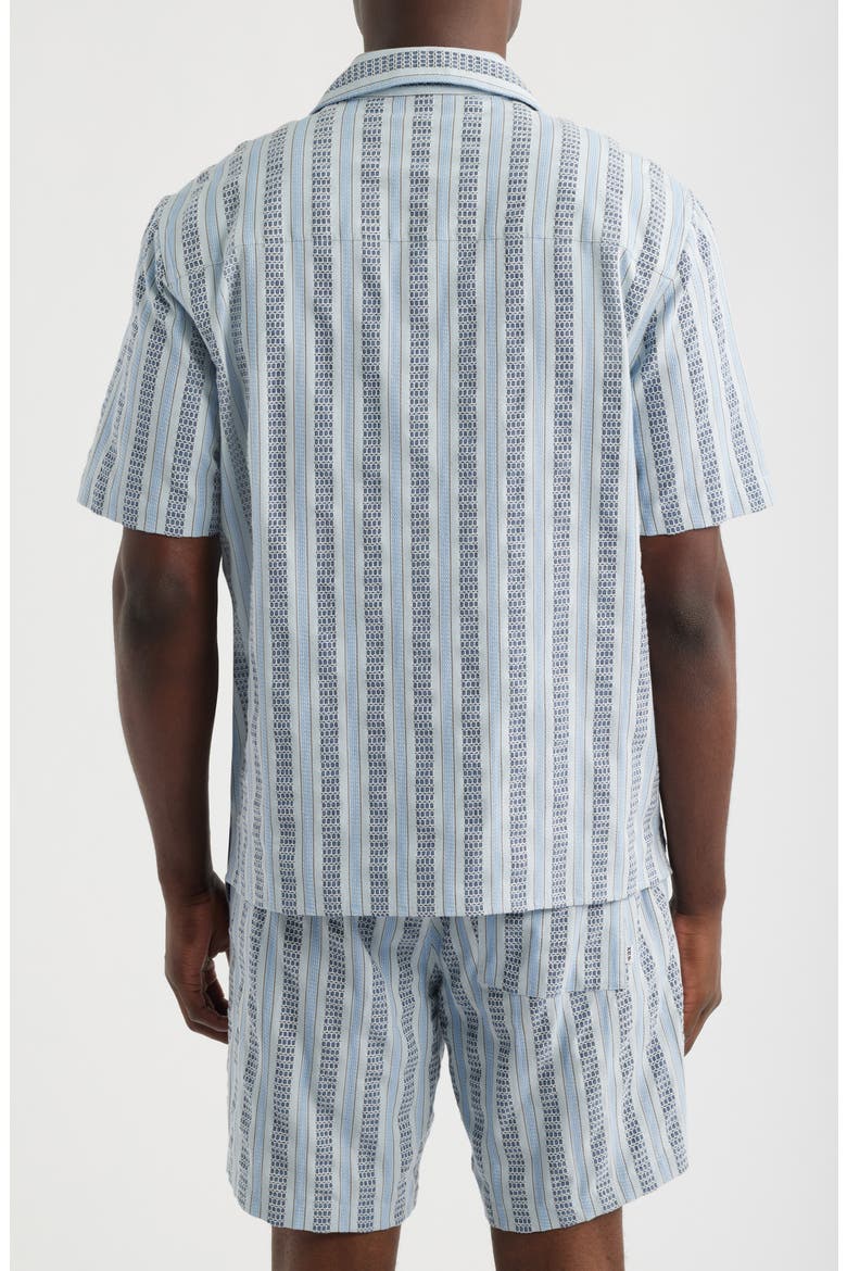 Didcot Stripe Cotton Dobby Camp Shirt, Alternate, color, BLUE