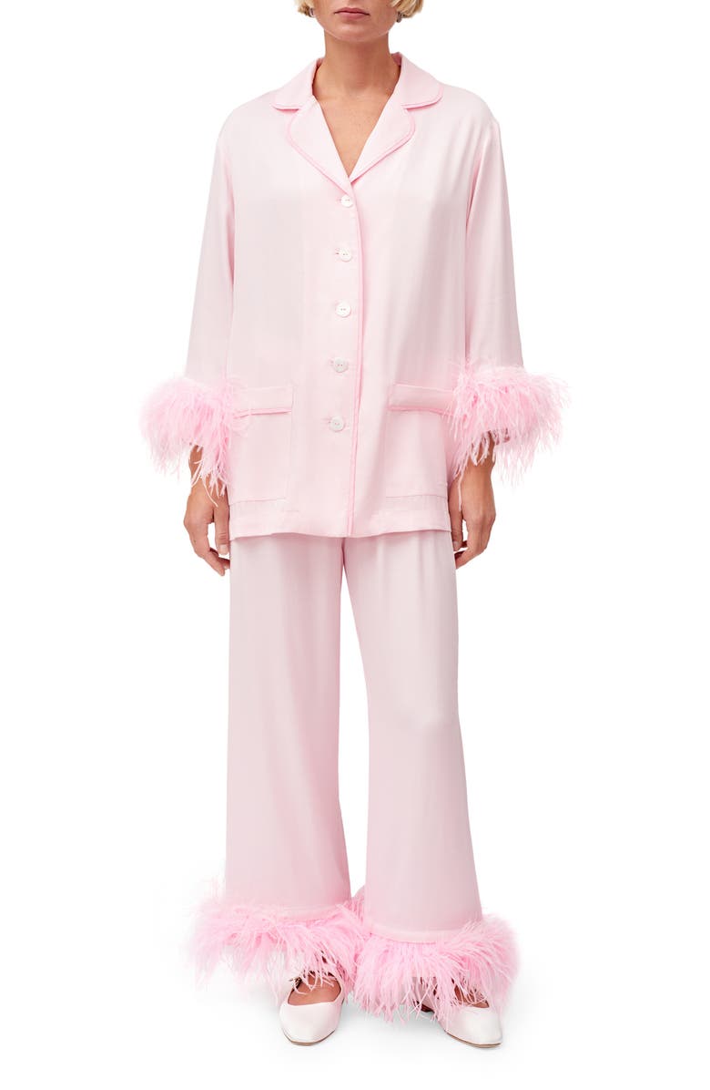 Sleeper Party Double Feather Pajamas, Main, color, Pink