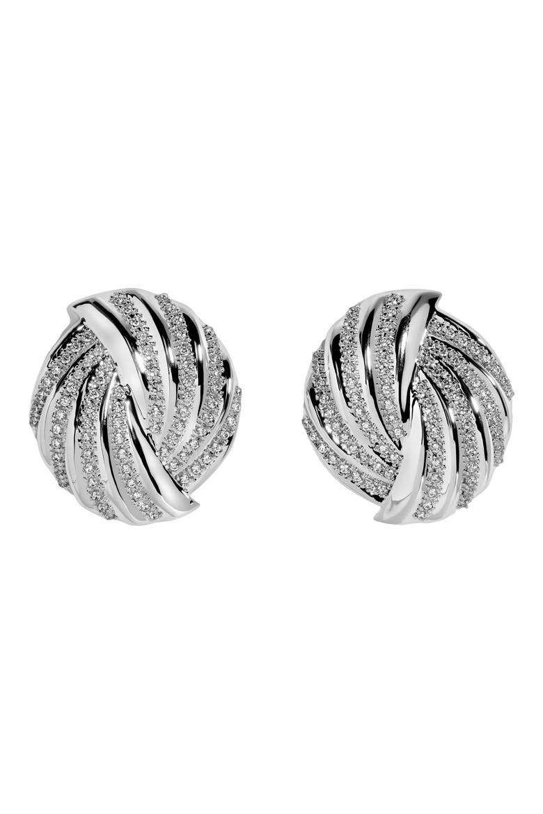 Arlo Pavé Stud Earrings, Main, color, SILVER