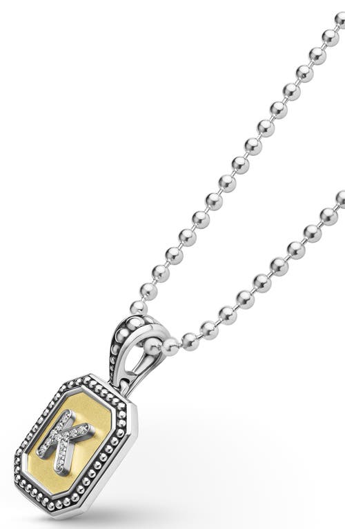 Lagos Signature Caviar Diamond Initial Pendant Necklace In Two-tone K