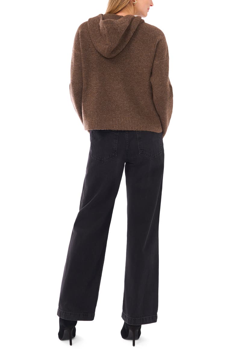 Waffle Stitch Hooded Sweater, Alternate, color, MEDIUM BROWN