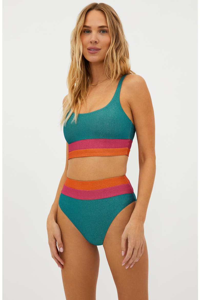 Heidi Colorblock High Waist Bikini Bottoms, Alternate, color, SORBET SEA COLORLBOCK