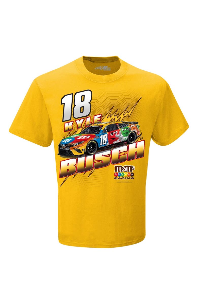 JOE GIBBS RACING TEAM COLLECTION Men's Joe Gibbs Racing Team Collection Yellow Kyle Busch M&M's Groove T-Shirt, Alternate, color,