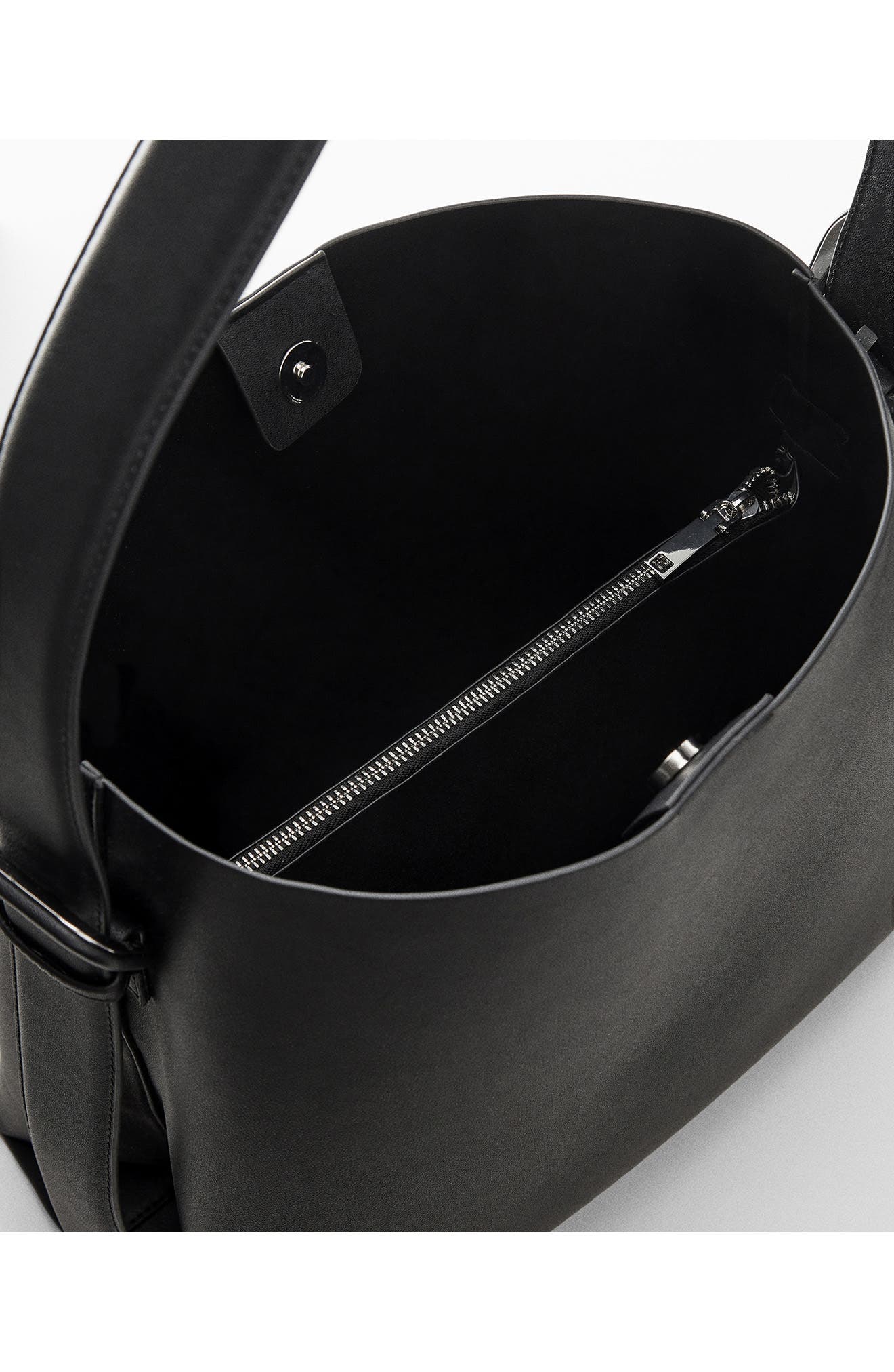 MANGO Buckle Detail Faux Leather Shopper, Alternate, color, 