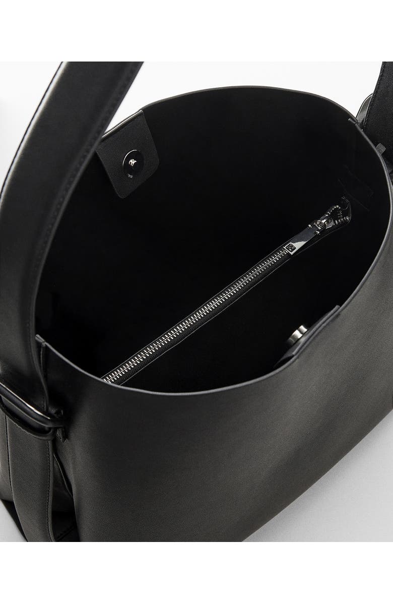 MANGO Buckle Detail Faux Leather Shopper, Alternate, color,