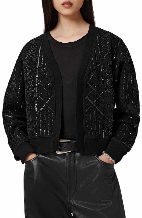 Allsaints Ava Clara Sequin Detail Cotton Blend Quilted Jacket In Multi