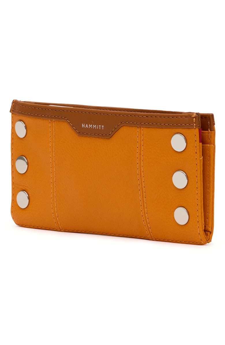 HAMMITT 110 North Studded Leather Wallet, Alternate, color, Tailored Tangerine/ Silver