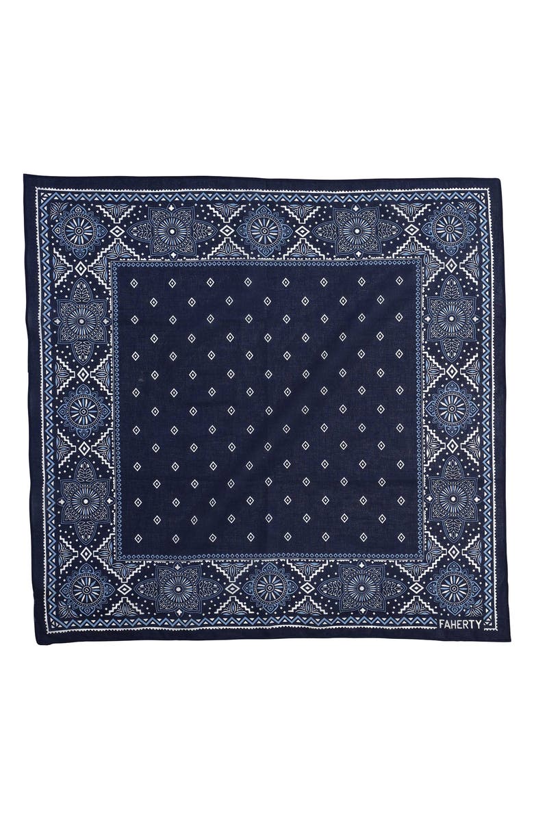 Faherty Star Geo Print Cotton Bandana, Alternate, color, 