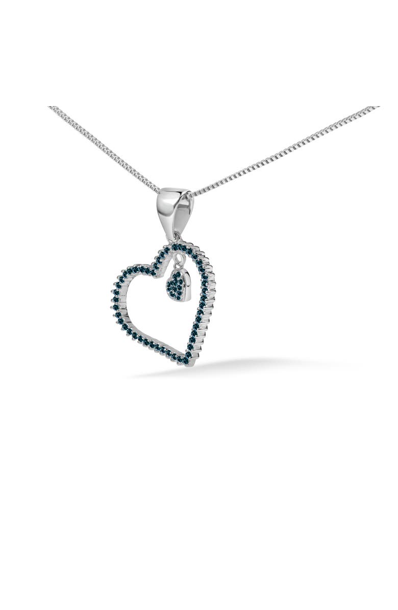 Haus of Brilliance 925 Sterling Silver 1/3ct TDW Blue Treated Diamond Heart Pendant Necklace, Alternate, color, Silver