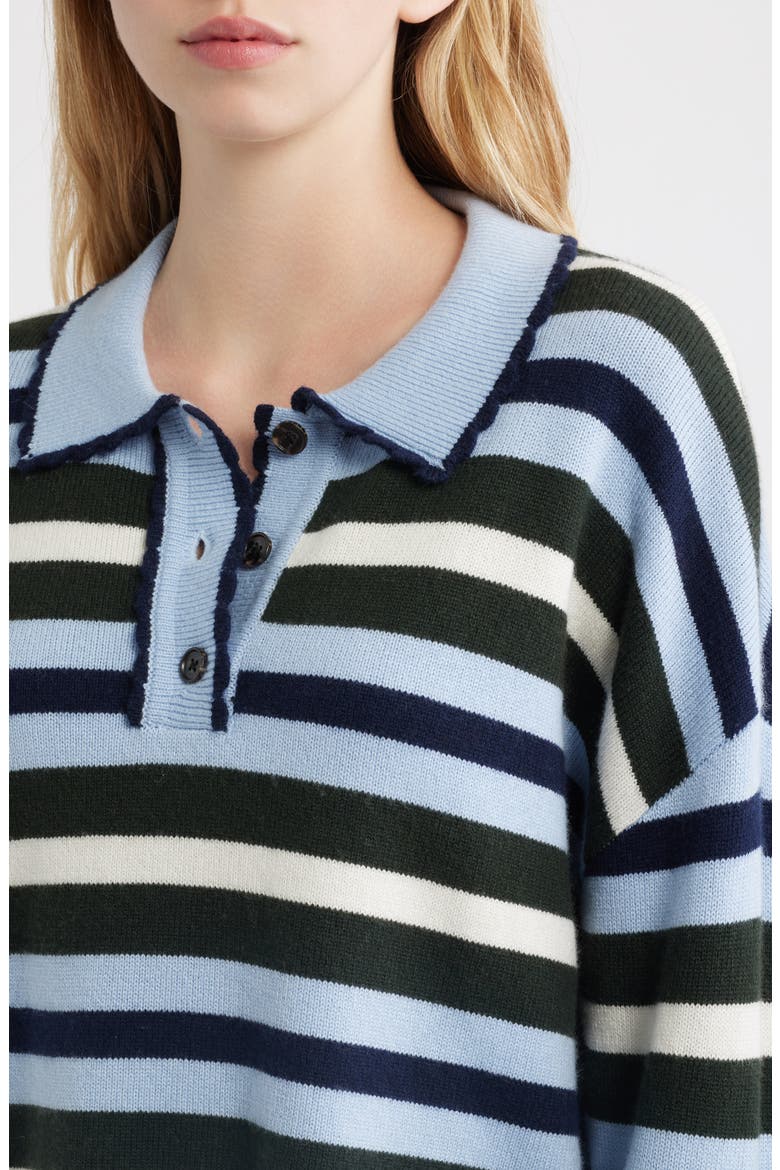 Delora Striped Wool & Cashmere Blend Sweater, Alternate, color, SKY FOREST STRIPE