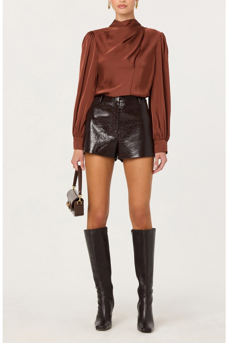 Ivonne Satin Top, Alternate, color, RUST