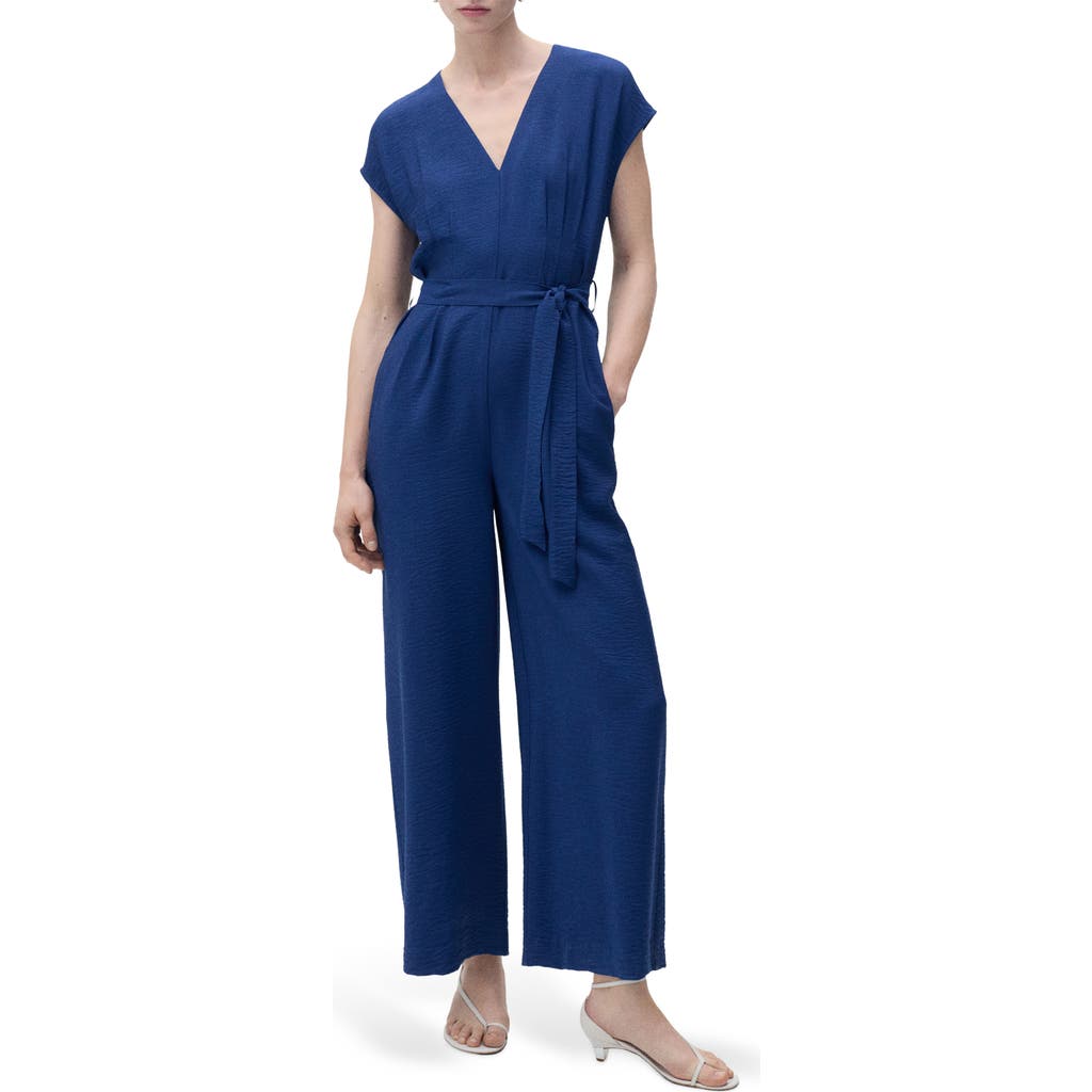 Mango Belted Hammered Satin Jumpsuit