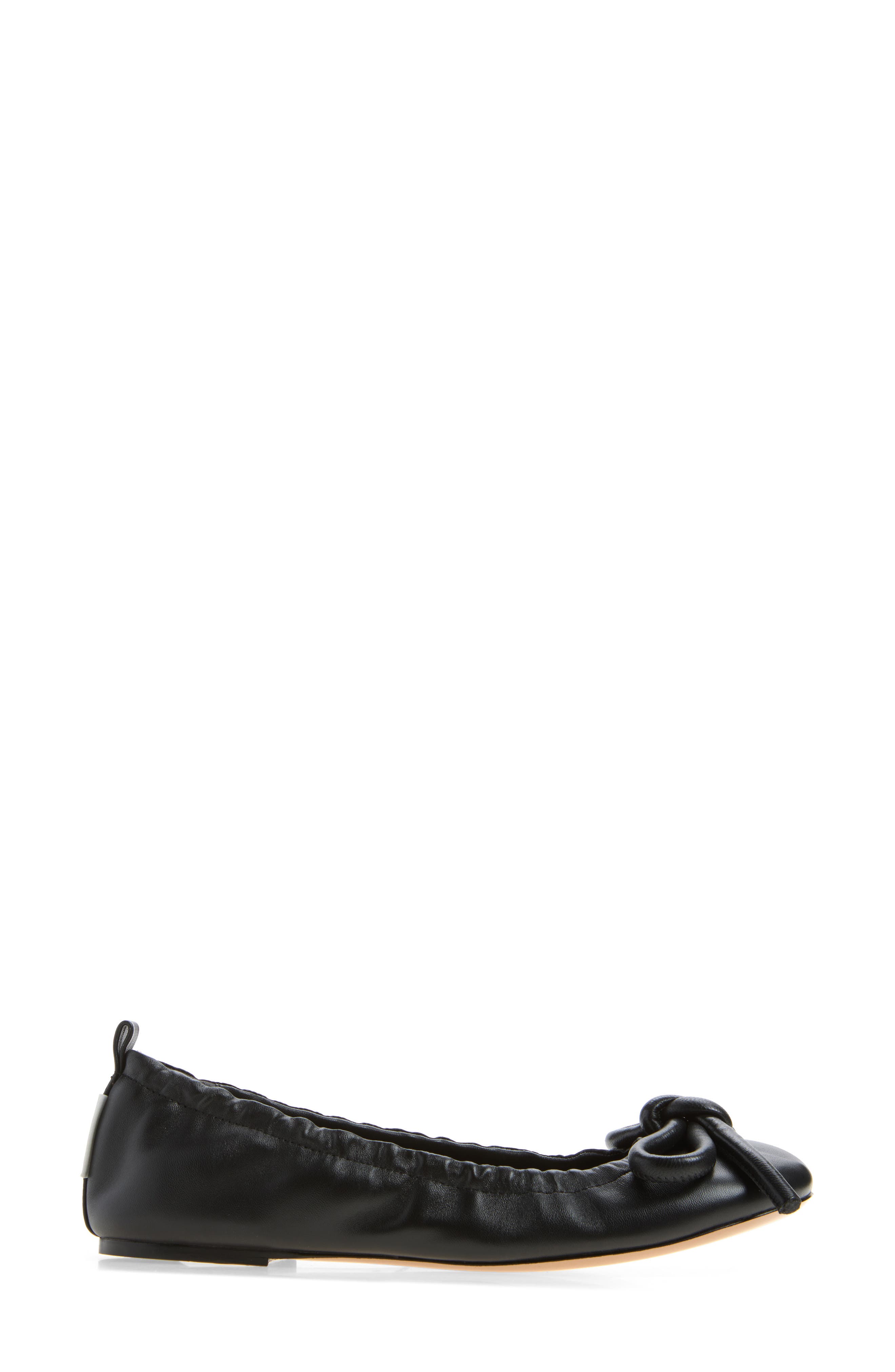The Bow Lace-Up Ballerina Flat, Alternate, color, BLACK