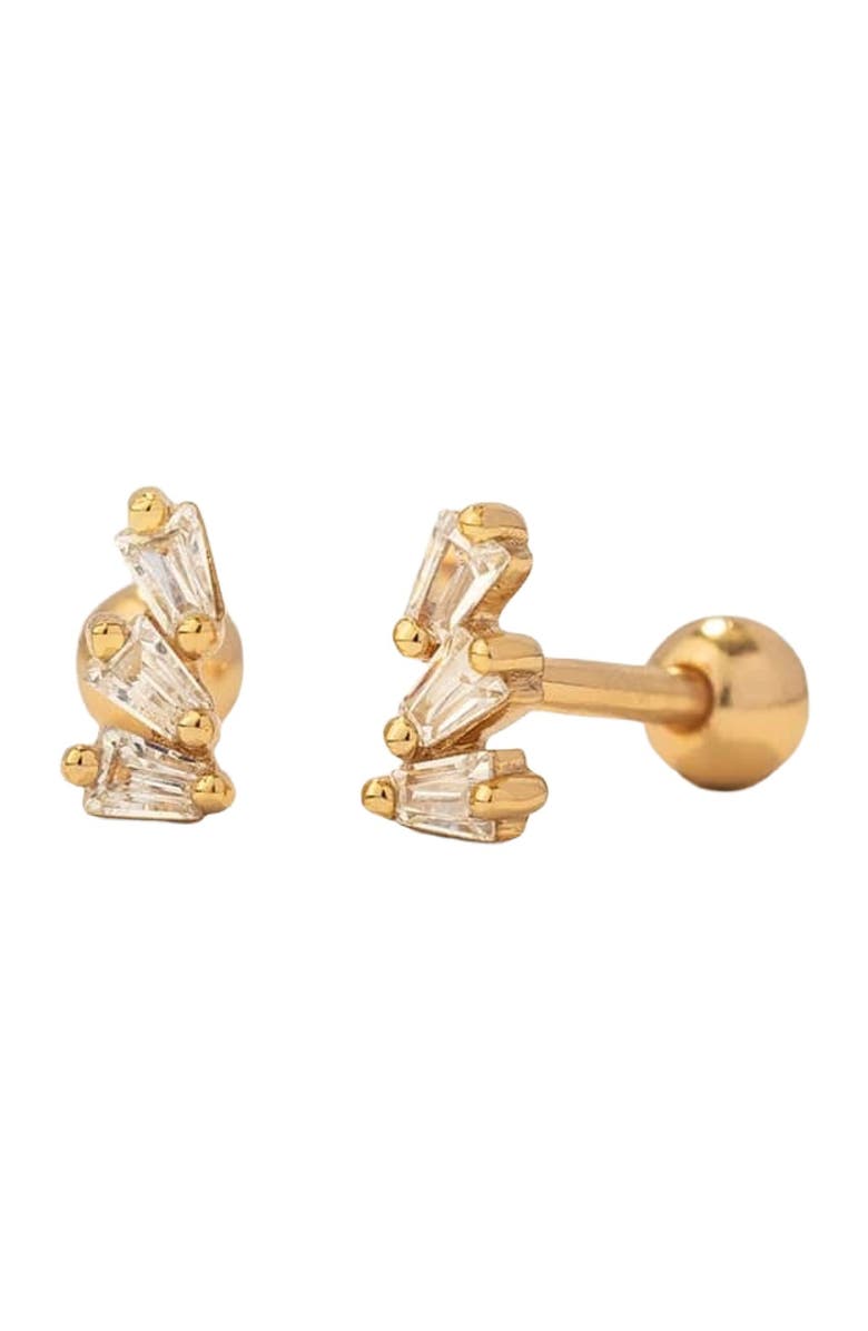 MADE BY MARY CZ Triple Baguette Stud Earrings, Main, color, Gold Vermeil