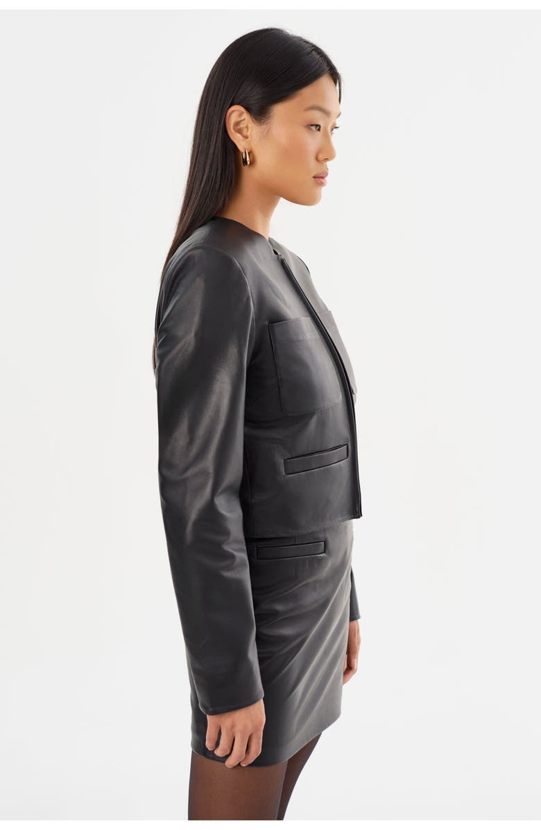 LAMARQUE LINETTE | Leather Jacket, Alternate, color, Black