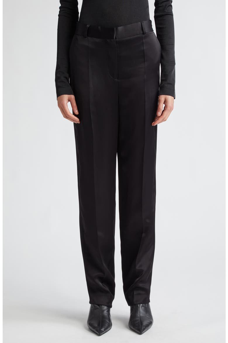 Satin Trousers, Main, color, BLACK