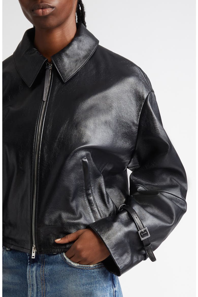 Leather Jacket, Alternate, color, BLACK