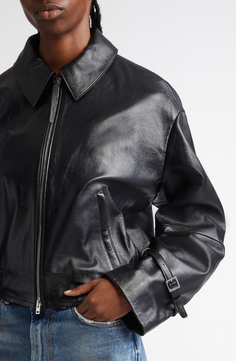 Acne Studios Leather Jacket, Alternate, color, 