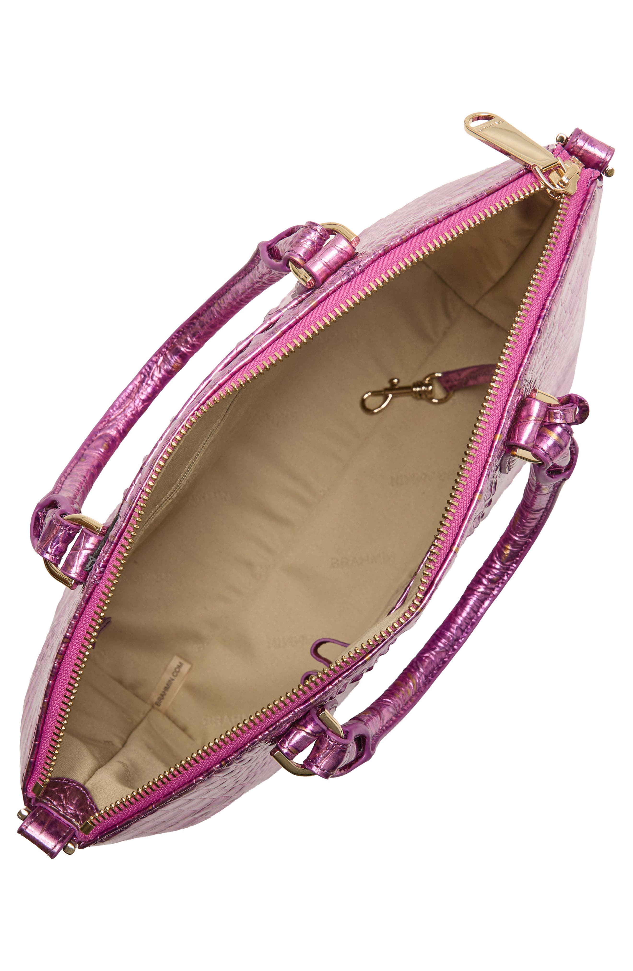 Brahmin Duxbury Croc Embossed Leather Satchel, Alternate, color, Opera Melbourne