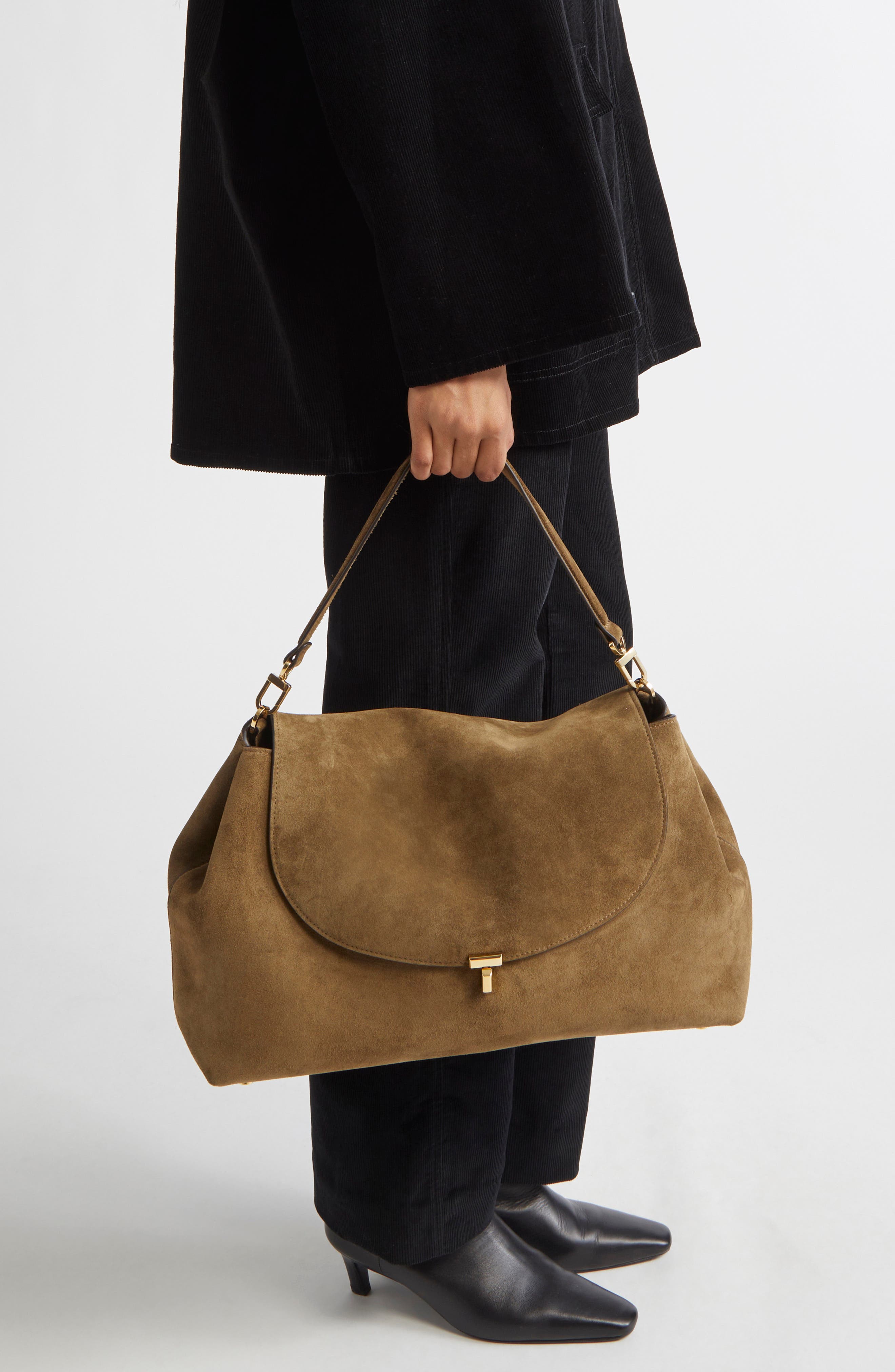 TOTEME T-Lock Satchel, Alternate, color, Dark Taupe