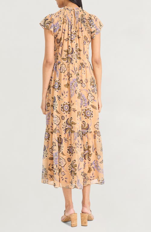 The Good Journey Smocked Flutter Sleeve Midi Dress In Pink