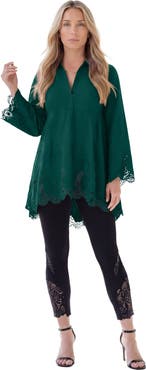 Roaman's Poplin Embroidered Swing Tunic