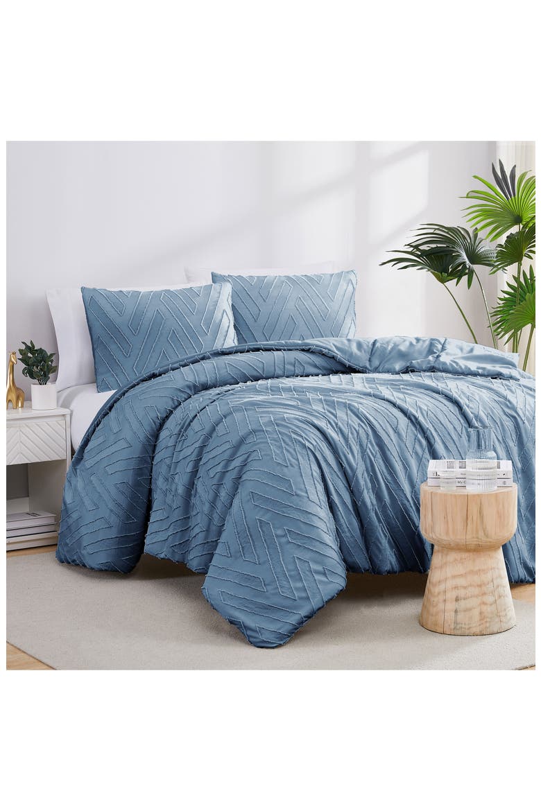 Chevron Jacquard Comforter Set, Main, color, CORONET BLUE