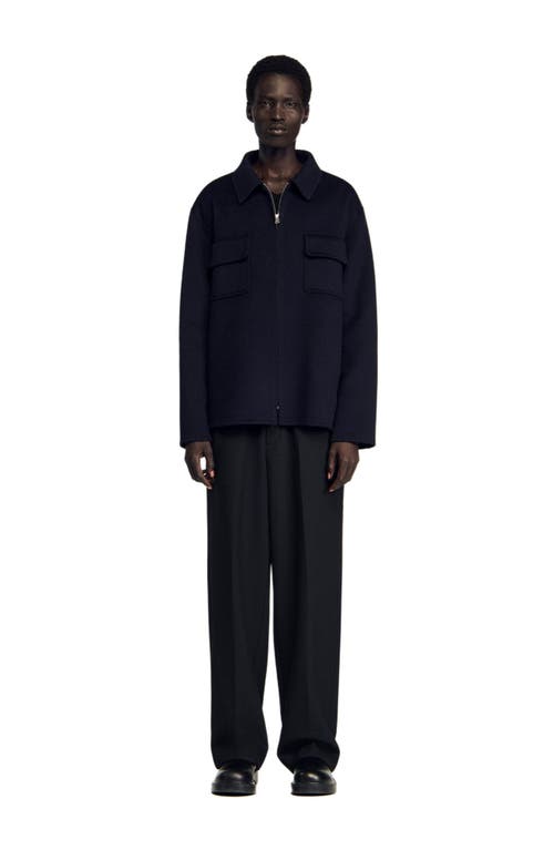 Sandro Zipped Overshirt In Black