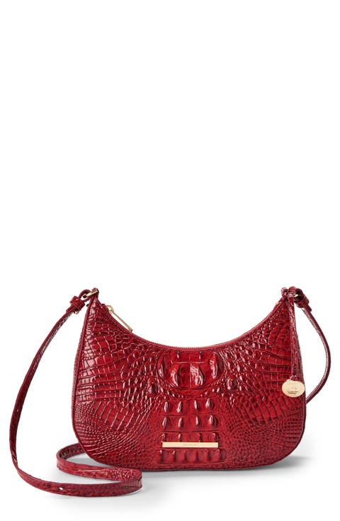 Small Stephie Croc Embossed Leather Crossbody Bag