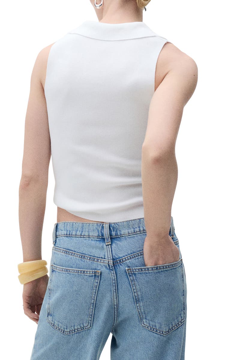 MANGO Sleeveless Knit Polo, Alternate, color, Ecru