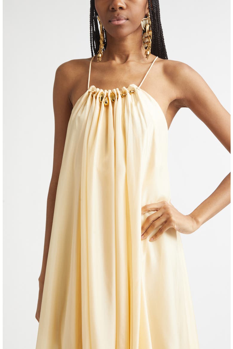 Aster Gathered Bead Silk Maxi Dress, Alternate, color, CREAM