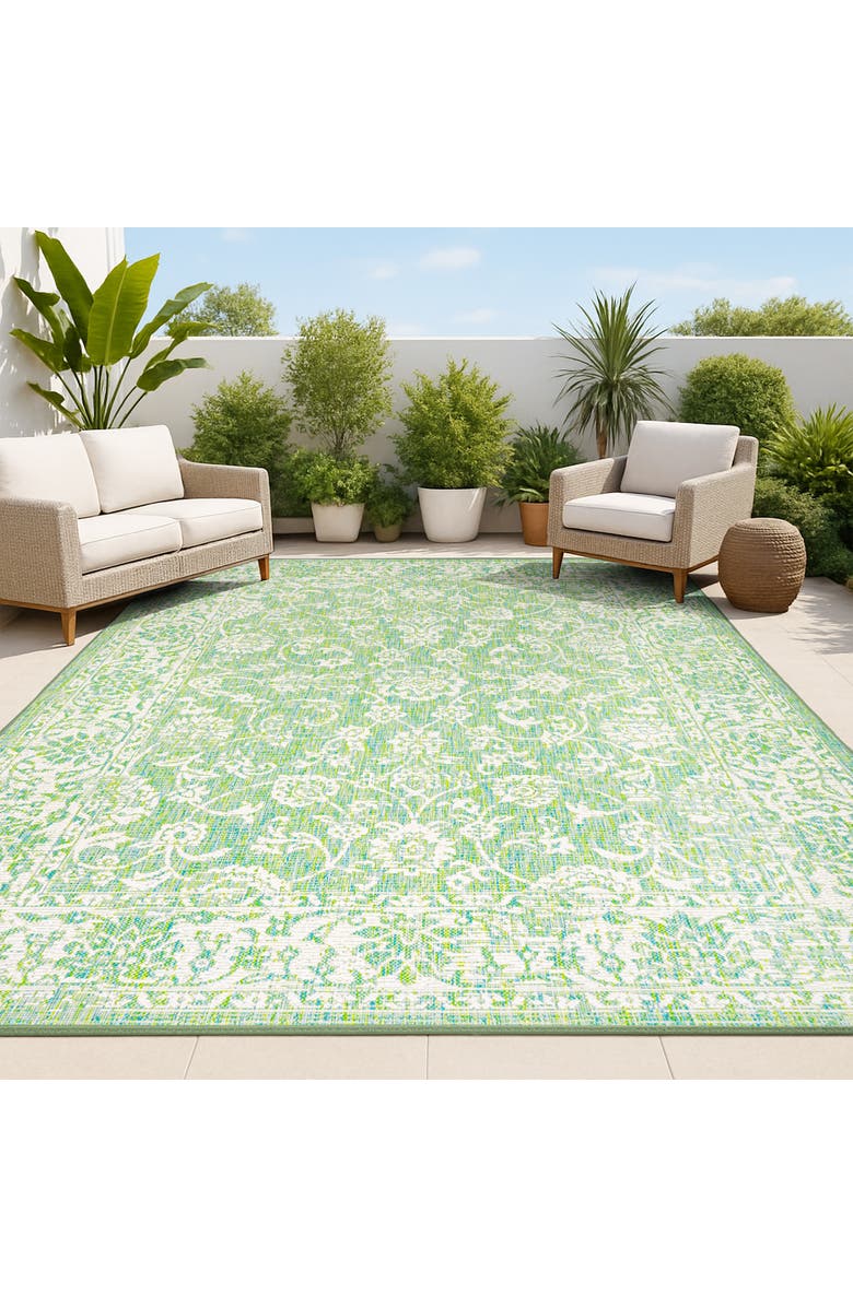 JONATHAN Y Tela Bohemian Textured Weave Floral Indoor/Outdoor Area Rug, Alternate, color, Cream/Green