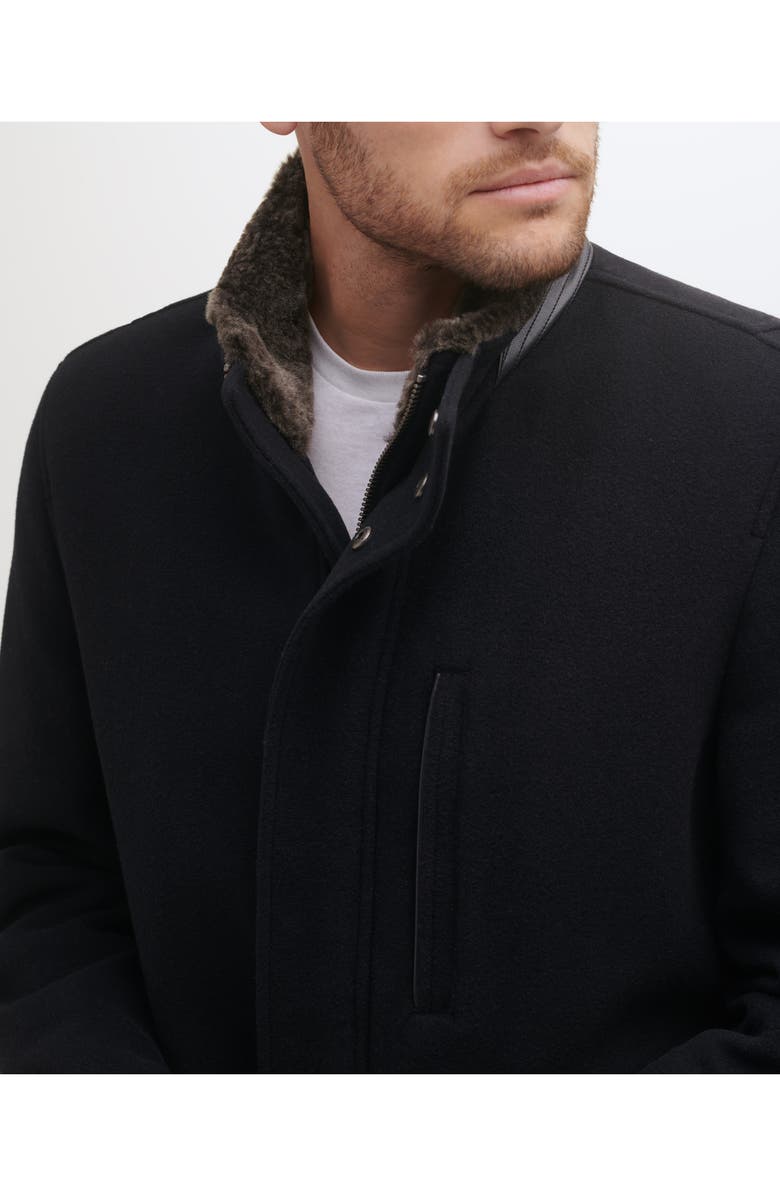 Cole Haan Signature Wool Blend Faux Fur Lined Stand Collar Jacket, Alternate, color, Black