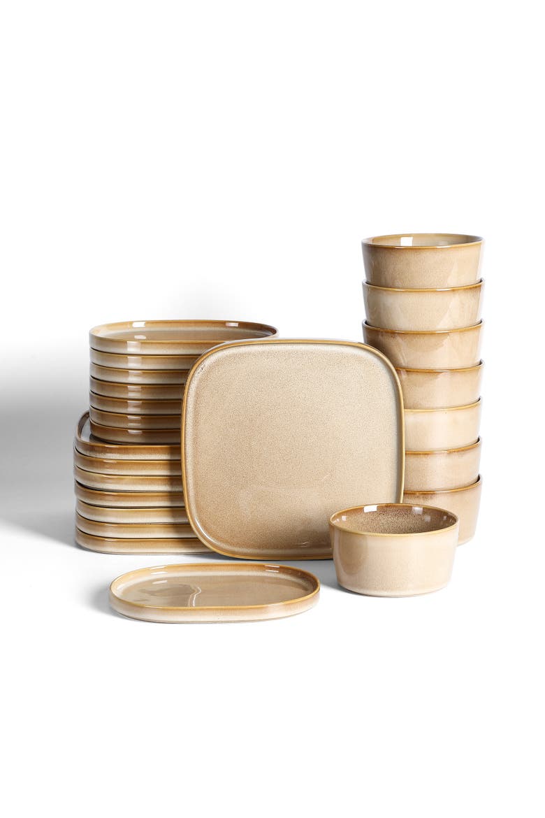 Cairo Stoneware 24-Piece Dinnerware Set, Main, color, Sand