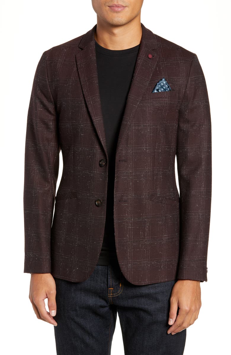 Ted Baker London Ddar Slim Fit Bouclé Check Sport Coat, Main, color, 