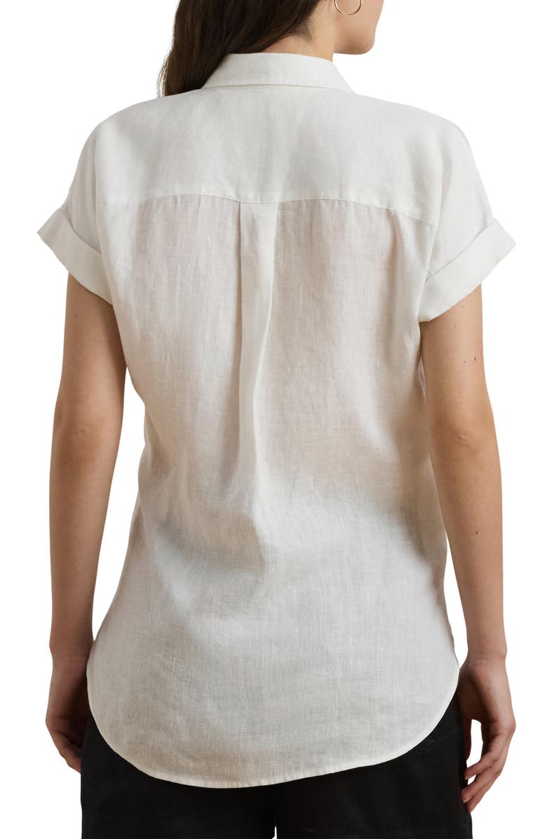 Lauren Ralph Lauren Short Sleeve Linen Button-Up Shirt, Alternate, color,